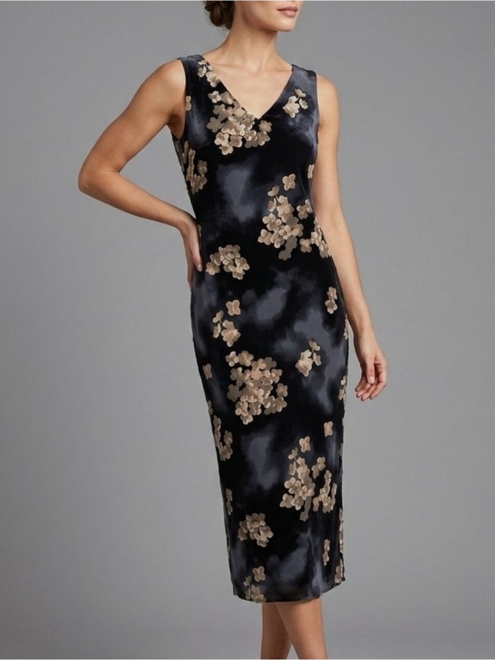 Vintage Petite Sophisticate Made in Italy Floral Midi Slip Dress Size 8 90s